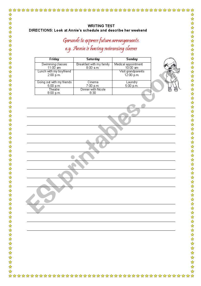 English worksheets: Annie´s schedule