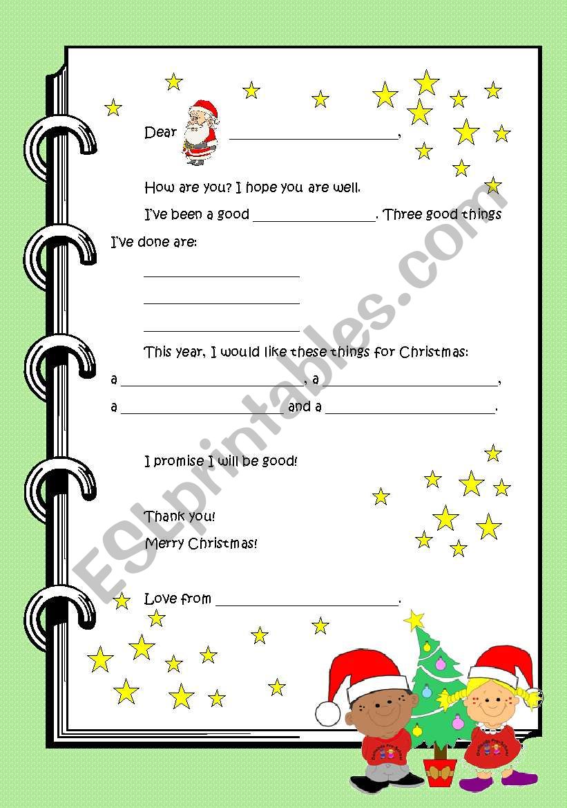 Letter to Santa Claus worksheet