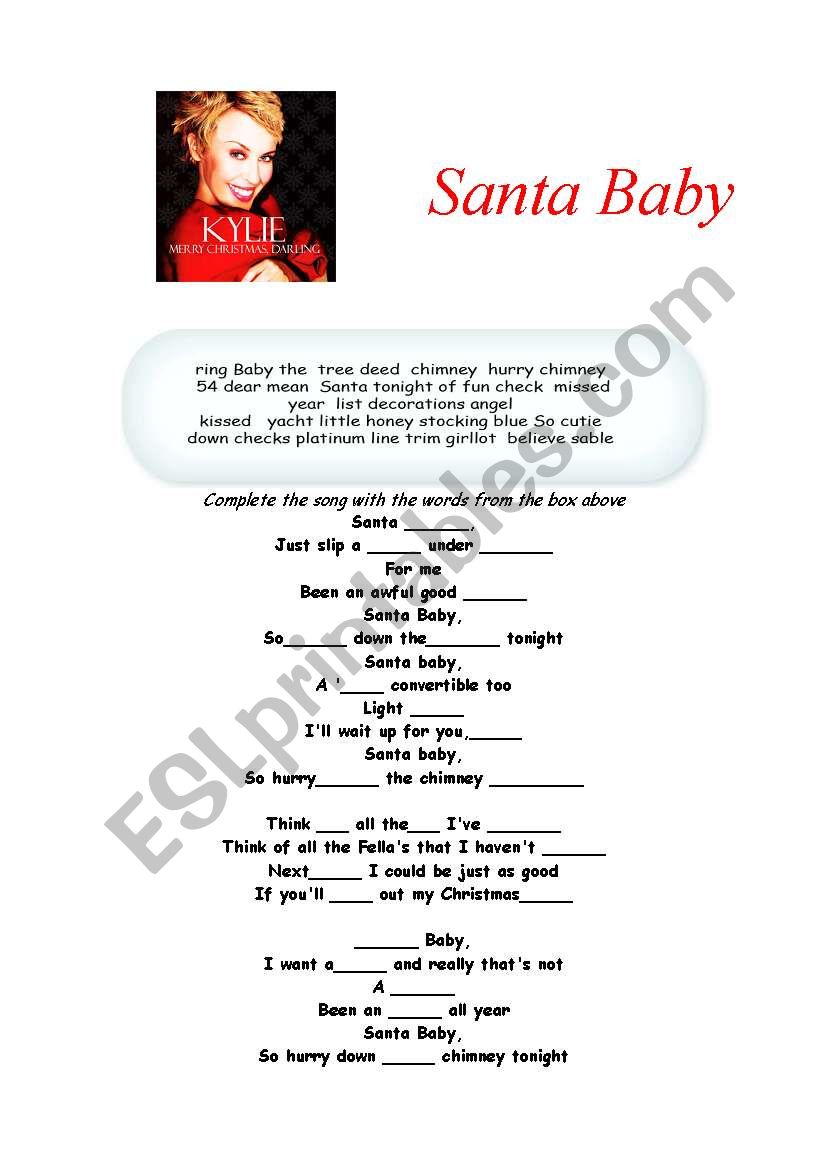 Santa baby_worksheet to the christmas song