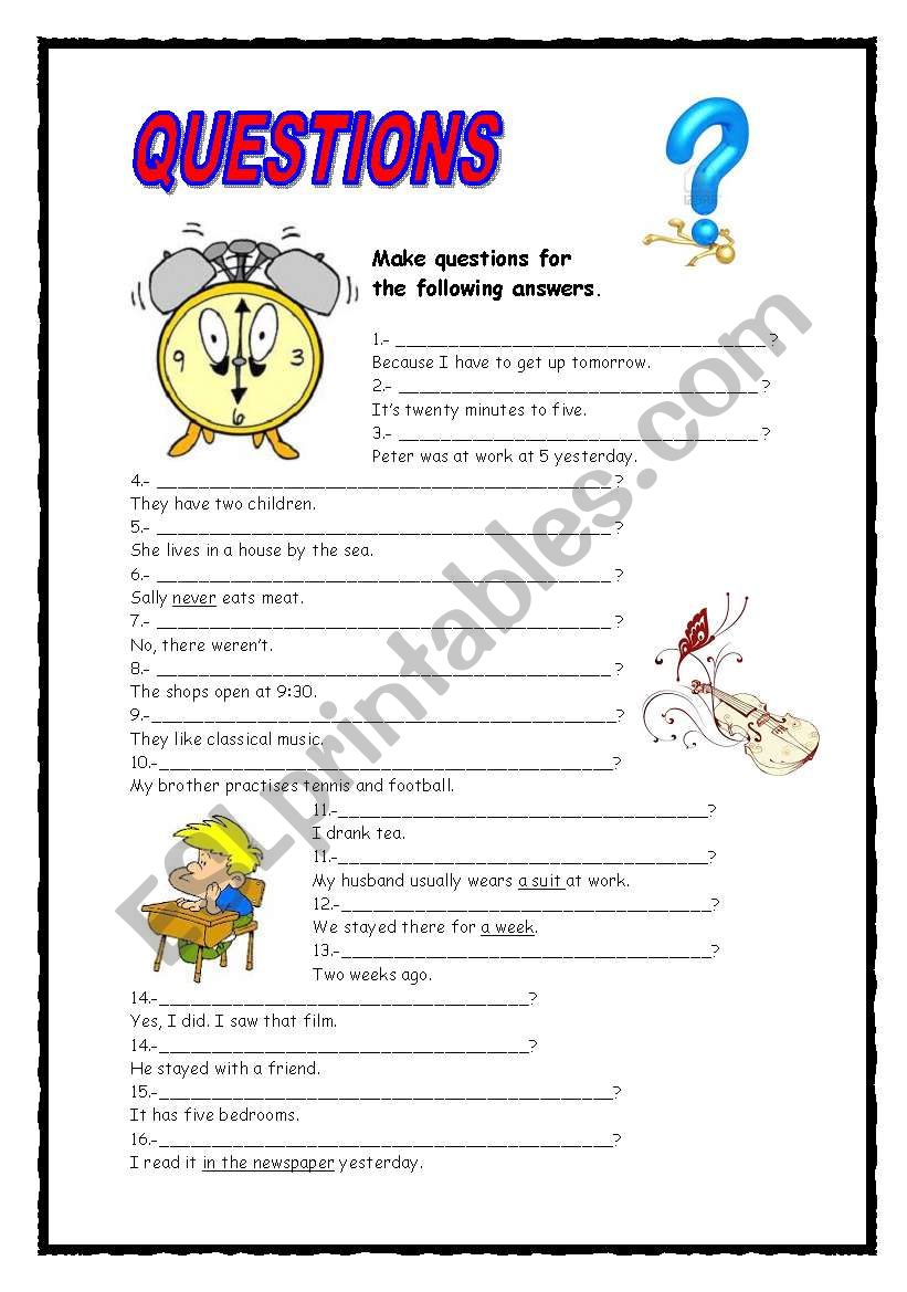 Questions worksheet