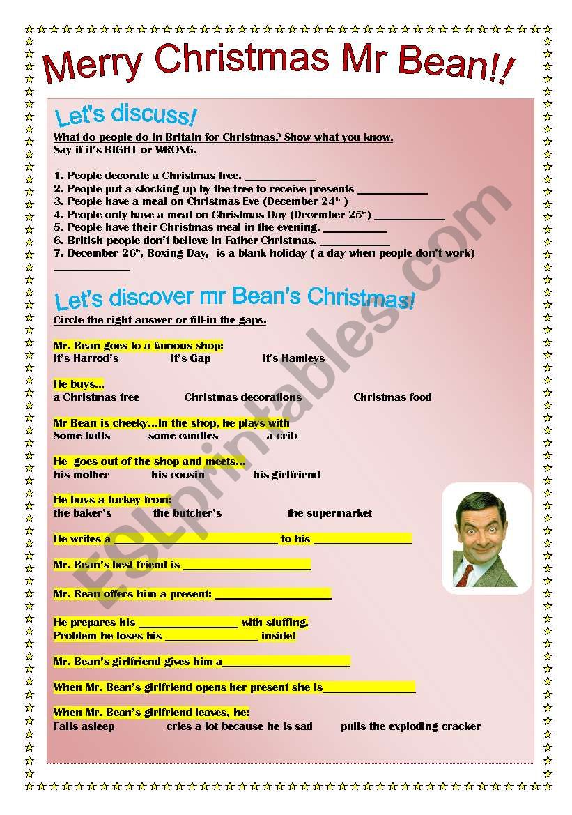 Merry Christmas mr Bean! worksheet