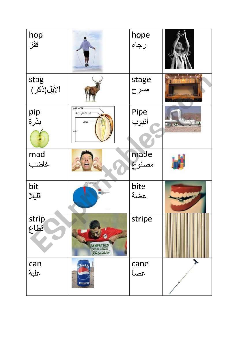 Magic E concept. English for Arab speakers
