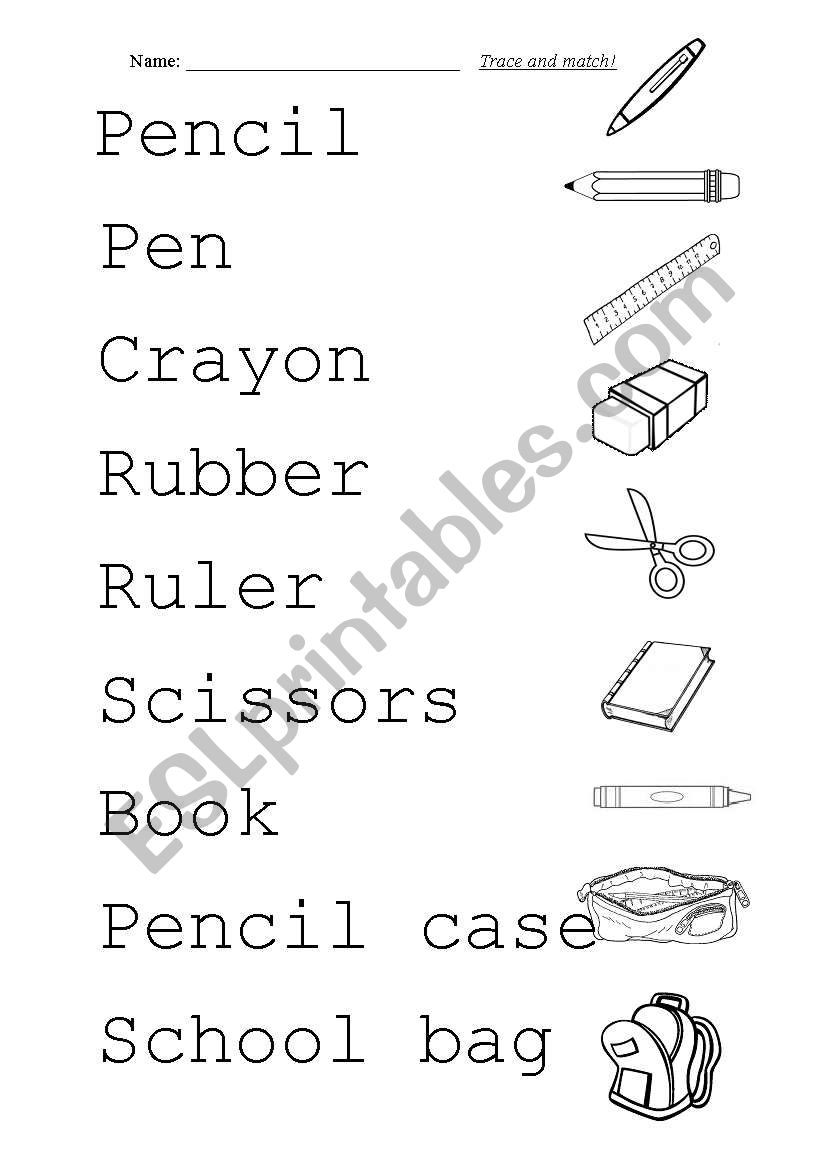 School Objects worksheet