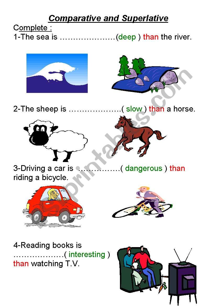 Comparative and Superlative worksheet