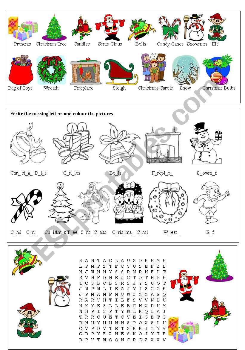 Christmas Vocabulary worksheet