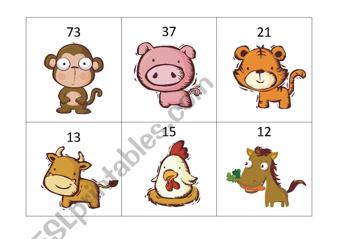 Animals and numbers 2 worksheet