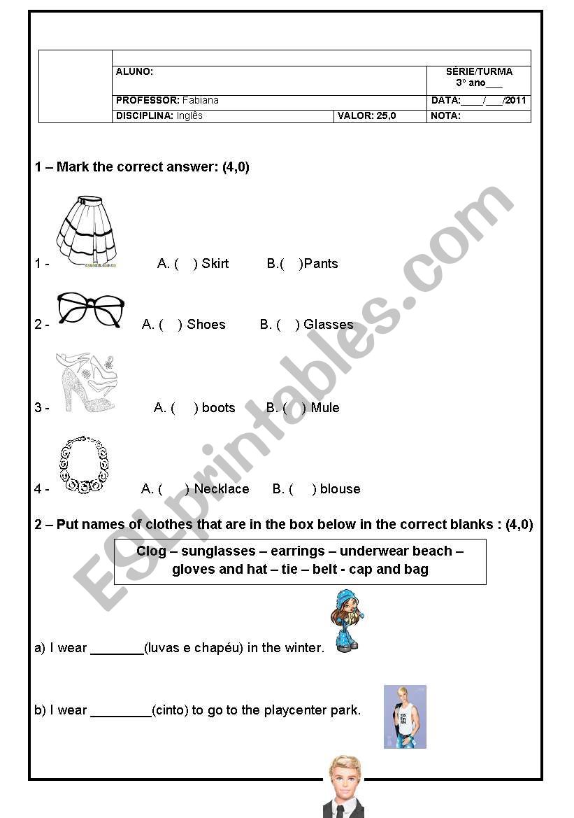 EXERCISE OF CLOTHES worksheet