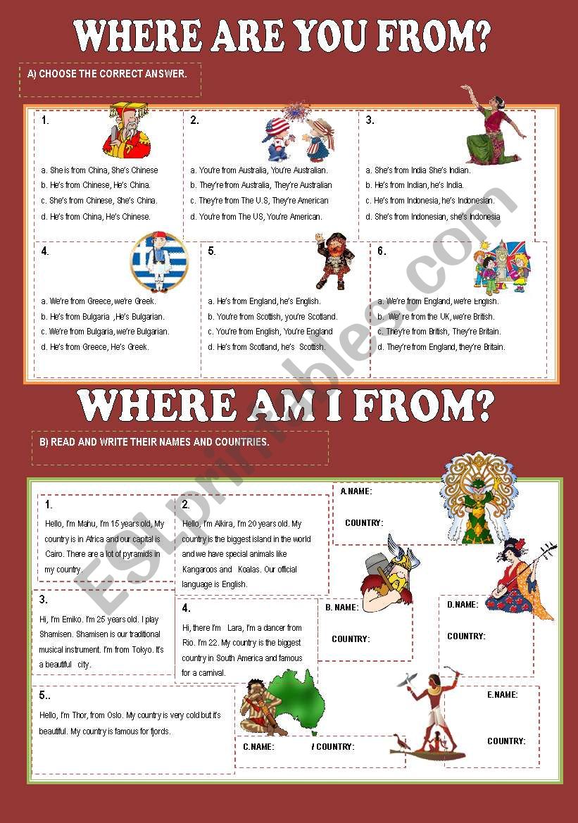 COUNTRY & NATIONALITY worksheet