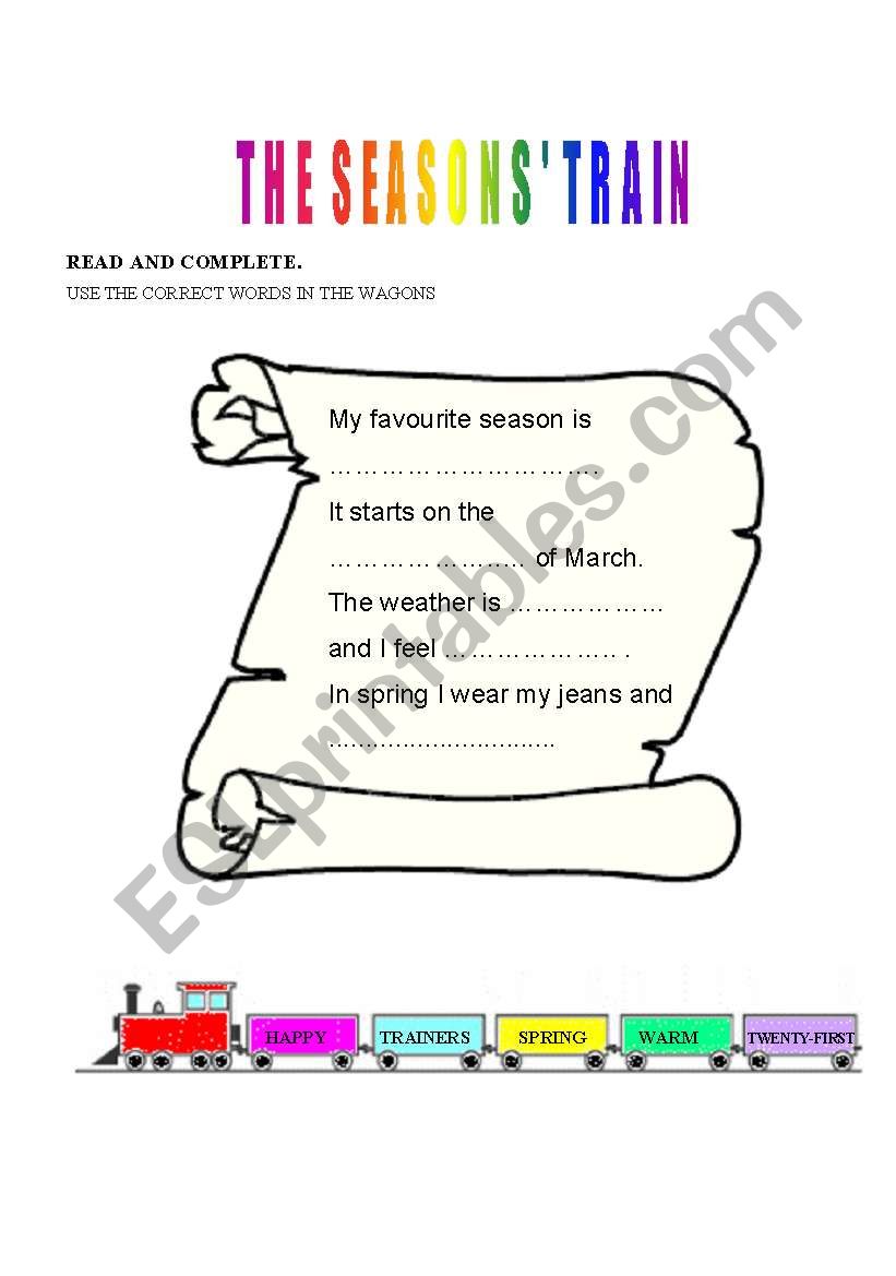 THE SEASONS TRAIN worksheet