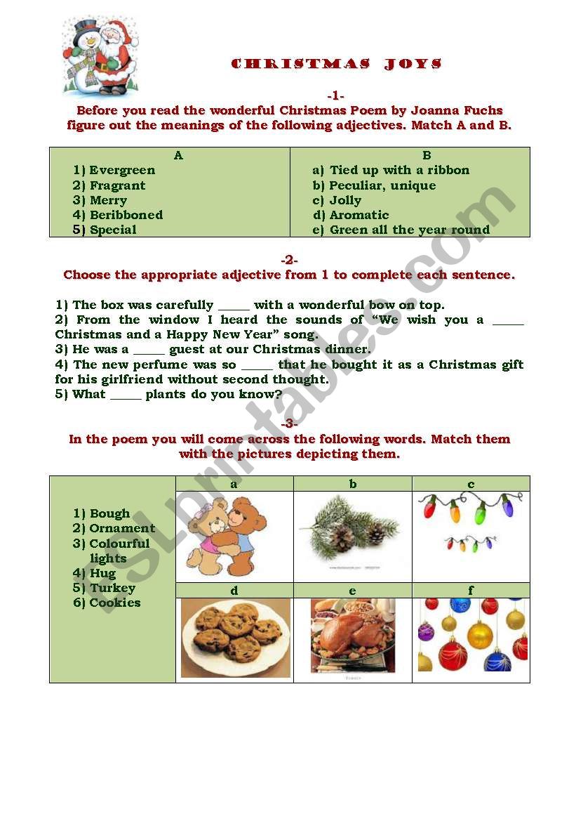 Worksheet based on the poem  worksheet