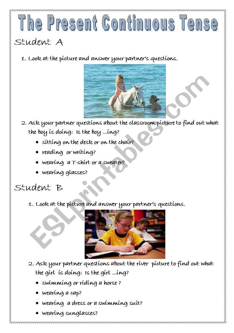 The Present Continuous Tense worksheet