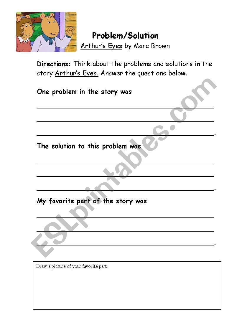 English worksheets: Problem/Solution Worksheet for Authur´s Eyes Pertaining To Problem And Solution Worksheet