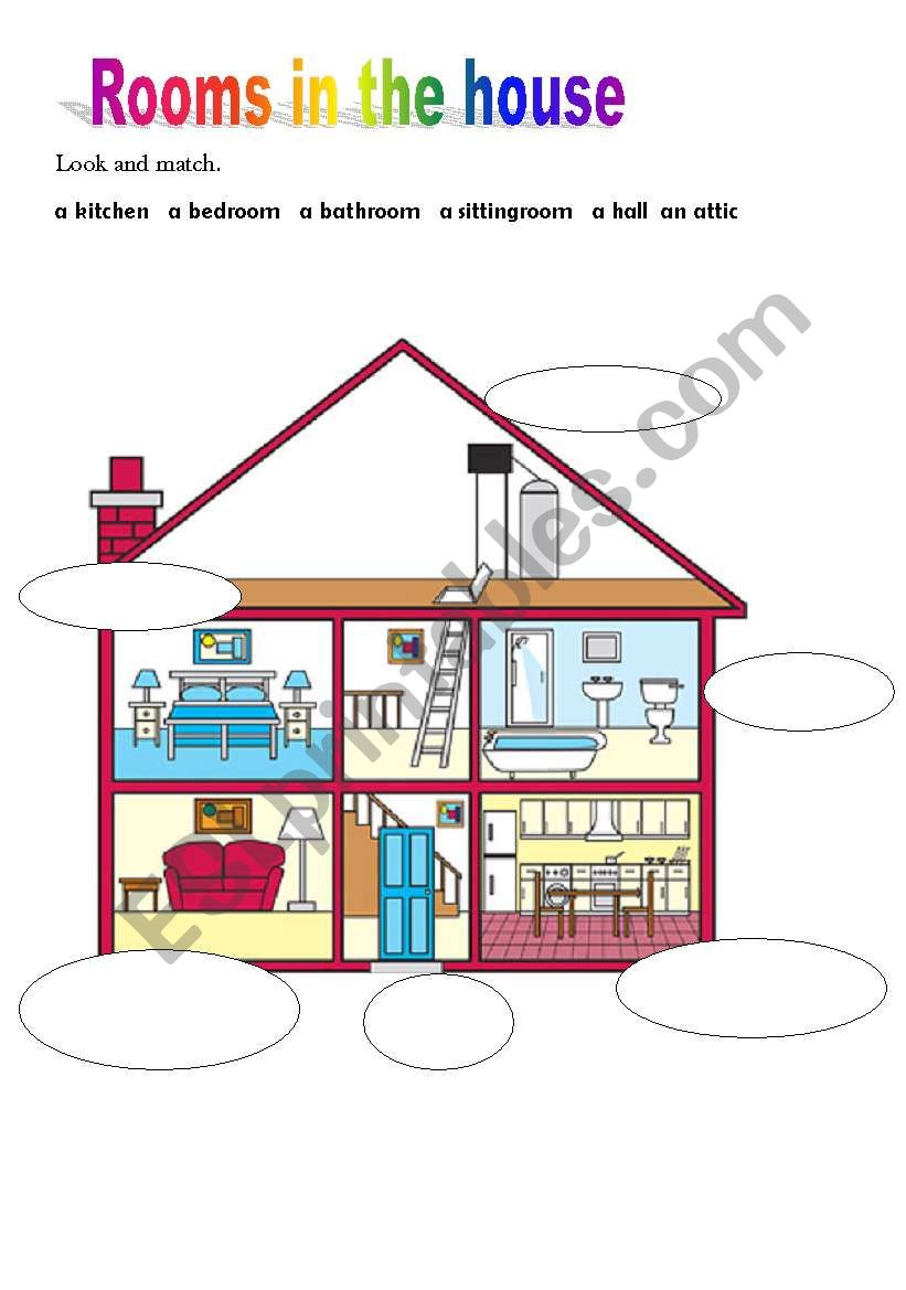 Rooms in the house worksheet