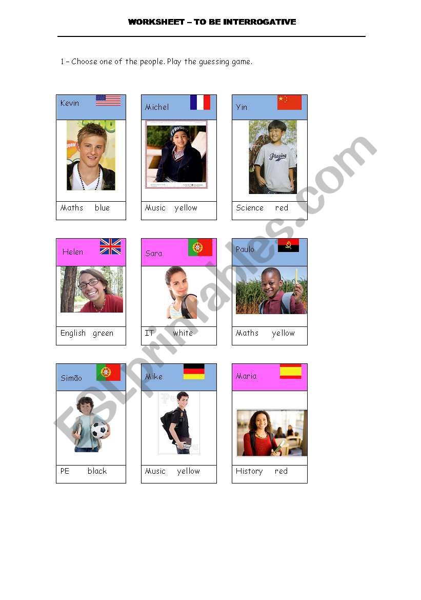 Guessing game - To be Interogative