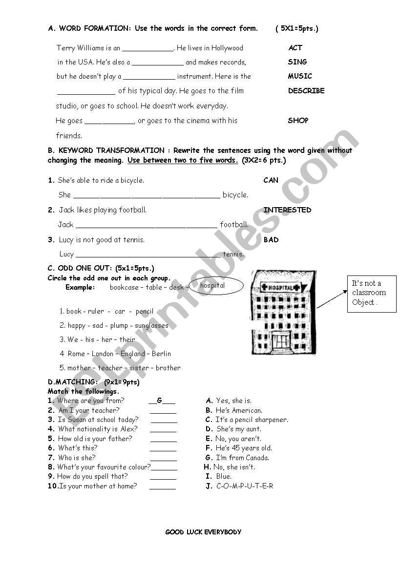 word formation worksheet