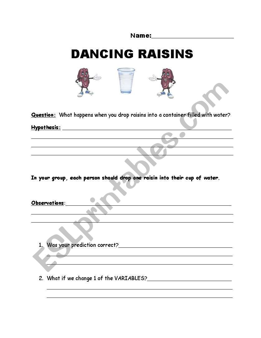 Dancing Raisin Lab worksheet