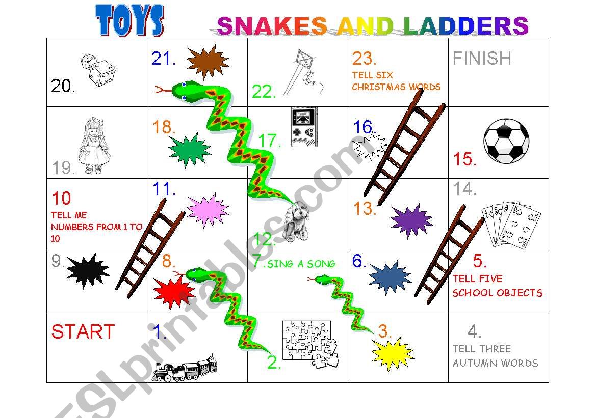 SNAKES AND LADDERS TOYS AND COLOURS