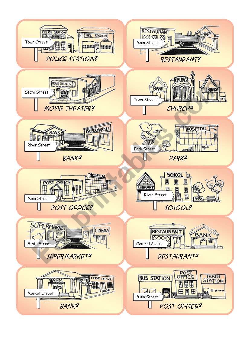 Mini Town Cards - Set 2 worksheet