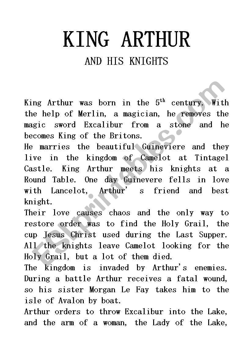 A LEGEND: King Arthur and his knights (shorter form)