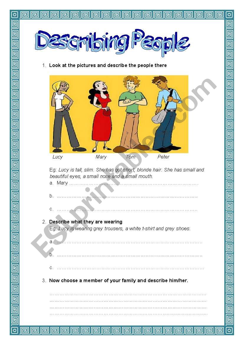 Describing People worksheet