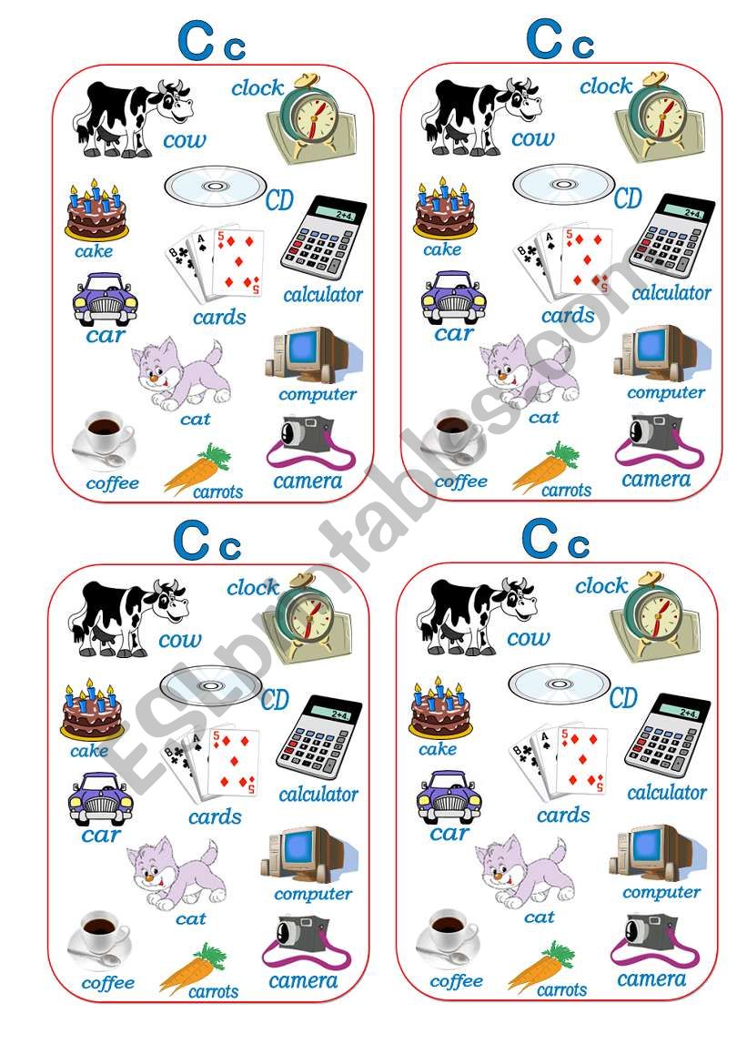 Part (2) Tracing and writing (C c) with stickers of its initial words for young kids