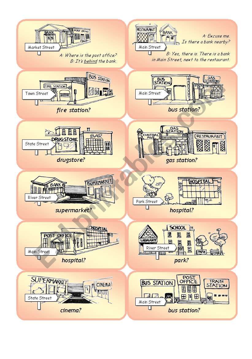 Mini Town Cards - Set 1 worksheet