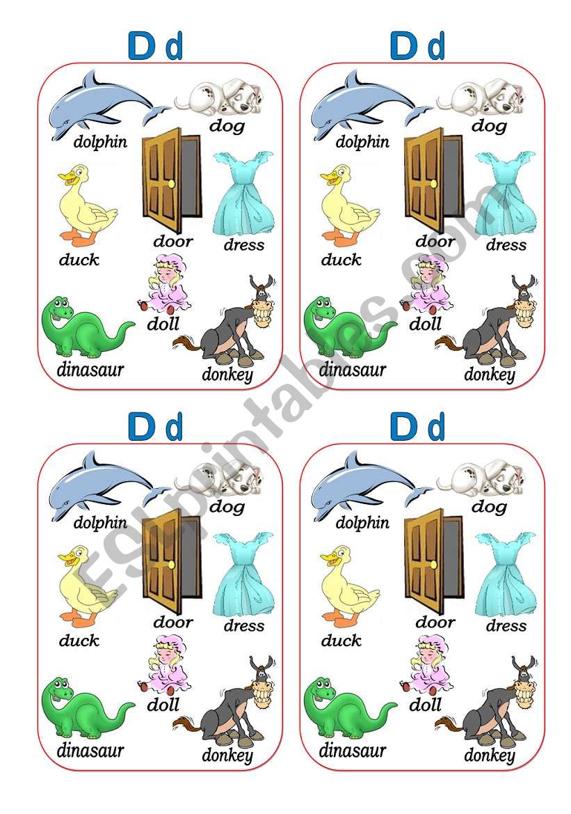 Part (3) Tracing and writing (D d) with stickers of its initial words for young kids