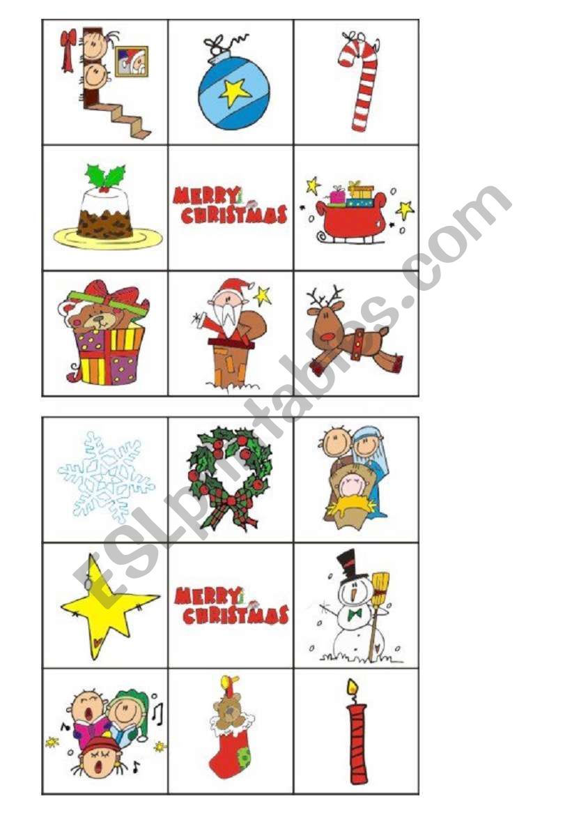 Christmas bingo 1/2 worksheet
