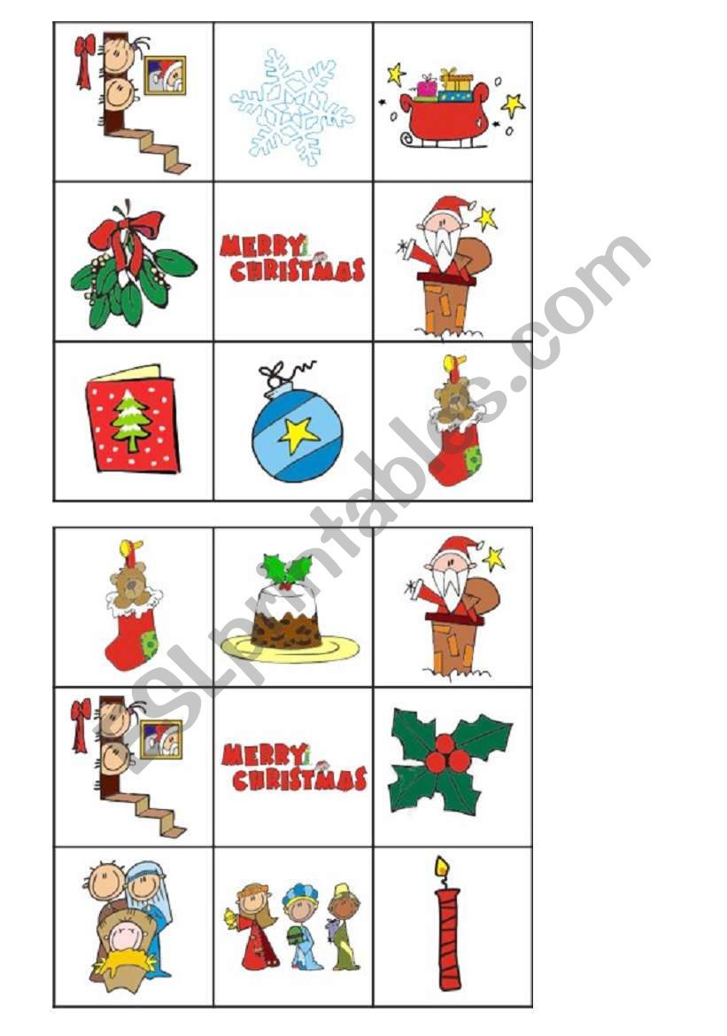 Christmas bingo 2/2 worksheet