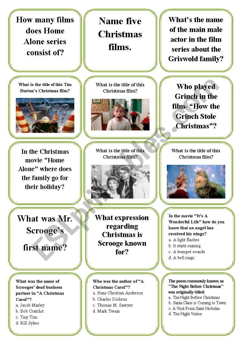Christmas Trivia Game 1/2 worksheet