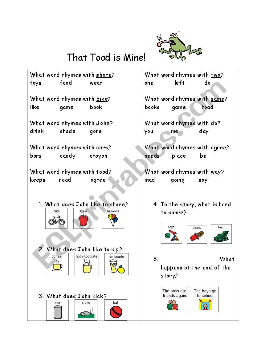 That Toad is Mine! worksheet