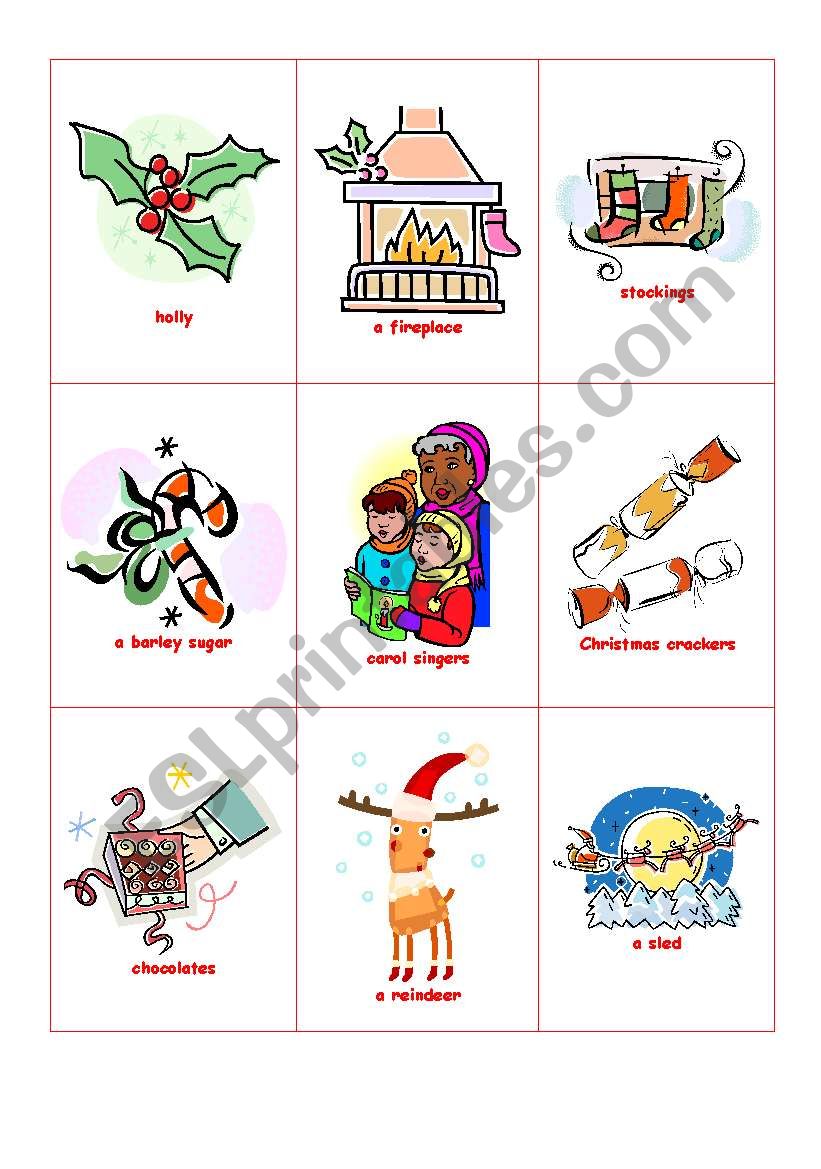 Christmas flashcards worksheet