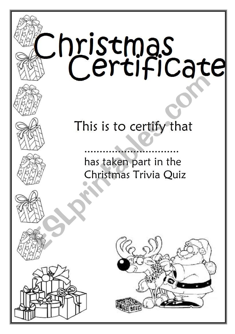 Christmas certificates 1/3 worksheet