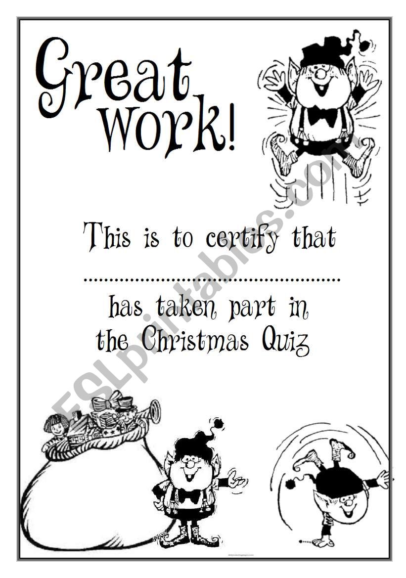 Christmas certificates 2/3 worksheet