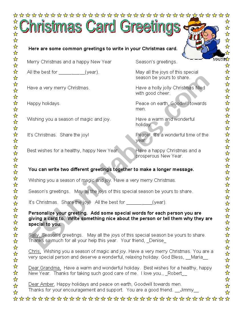 Christmas Card Greetings -how to and hints