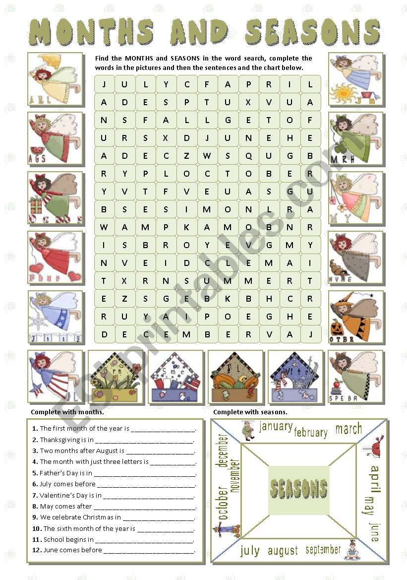 Months and Seasons worksheet