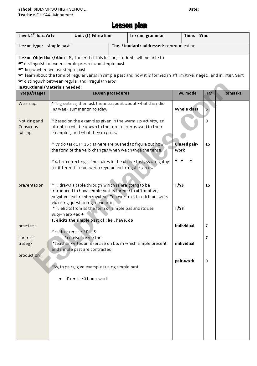 Simple past worksheet