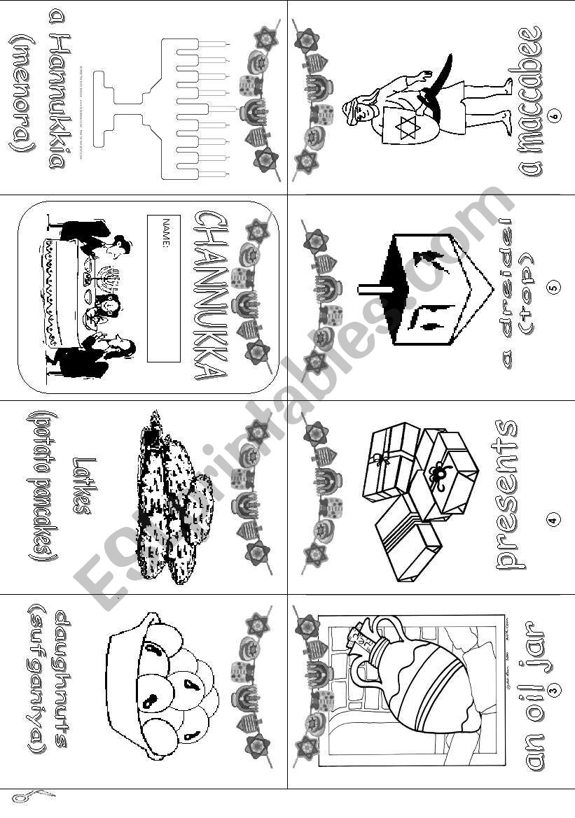 Channukka minibook worksheet