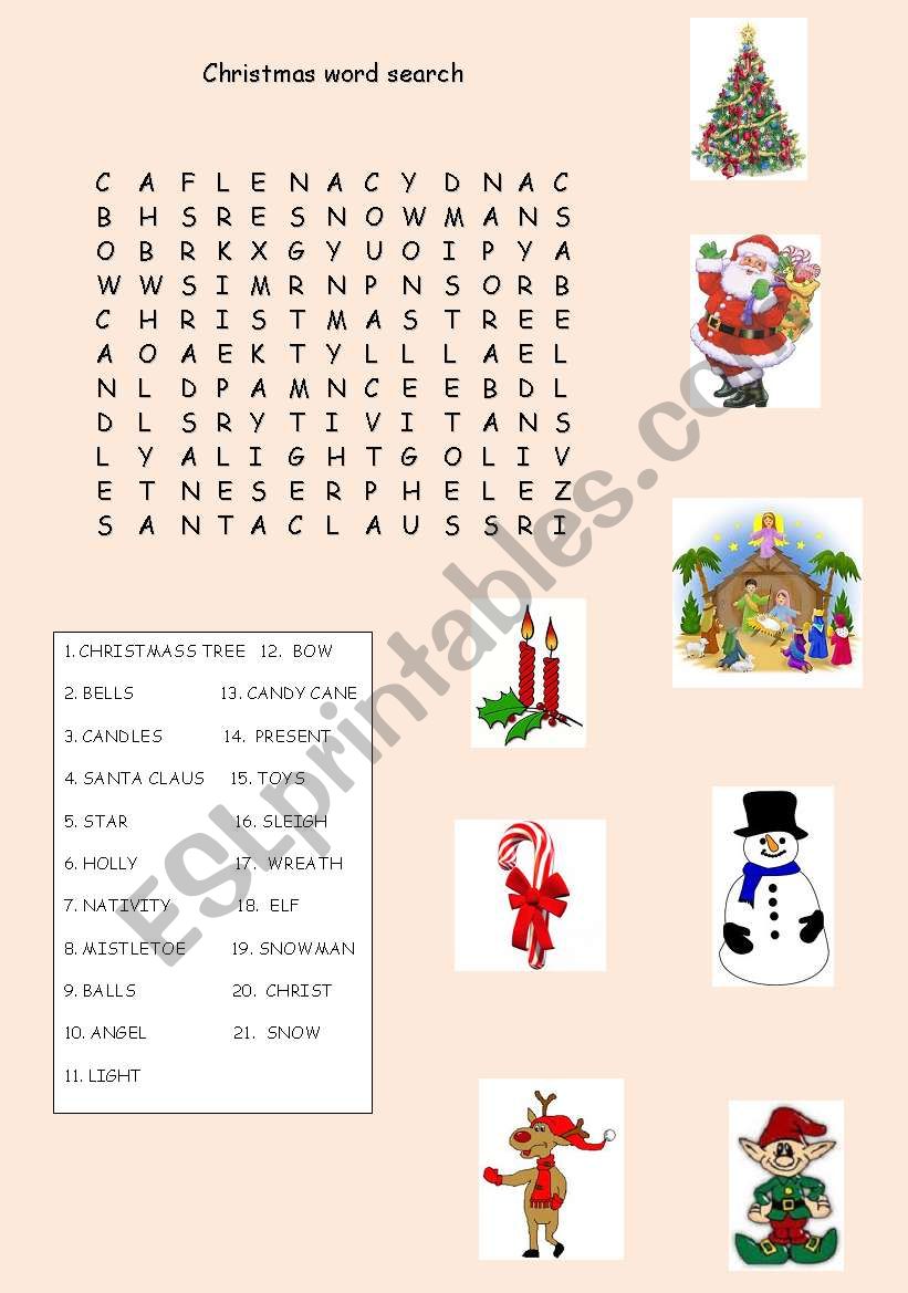 Christmas Word Search  worksheet