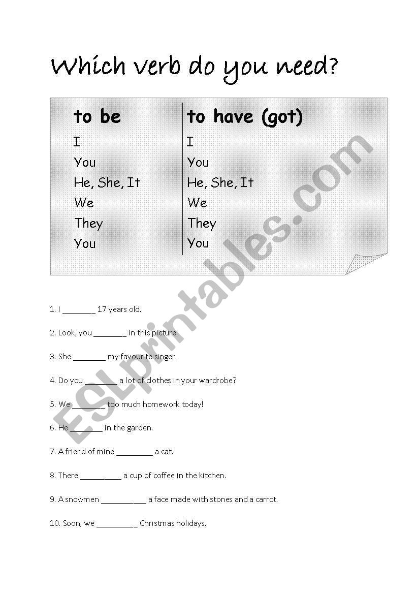To be or to have? worksheet