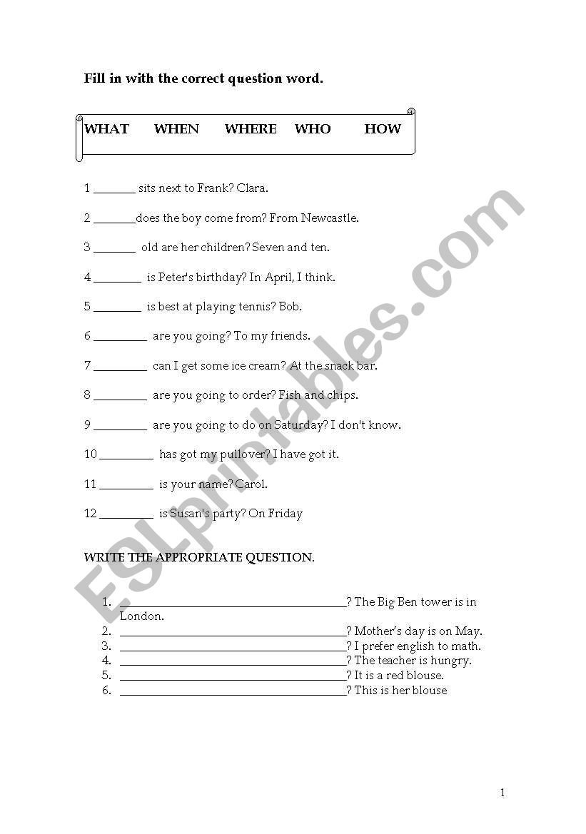 POSSESSIVE ADJECTIVES worksheet