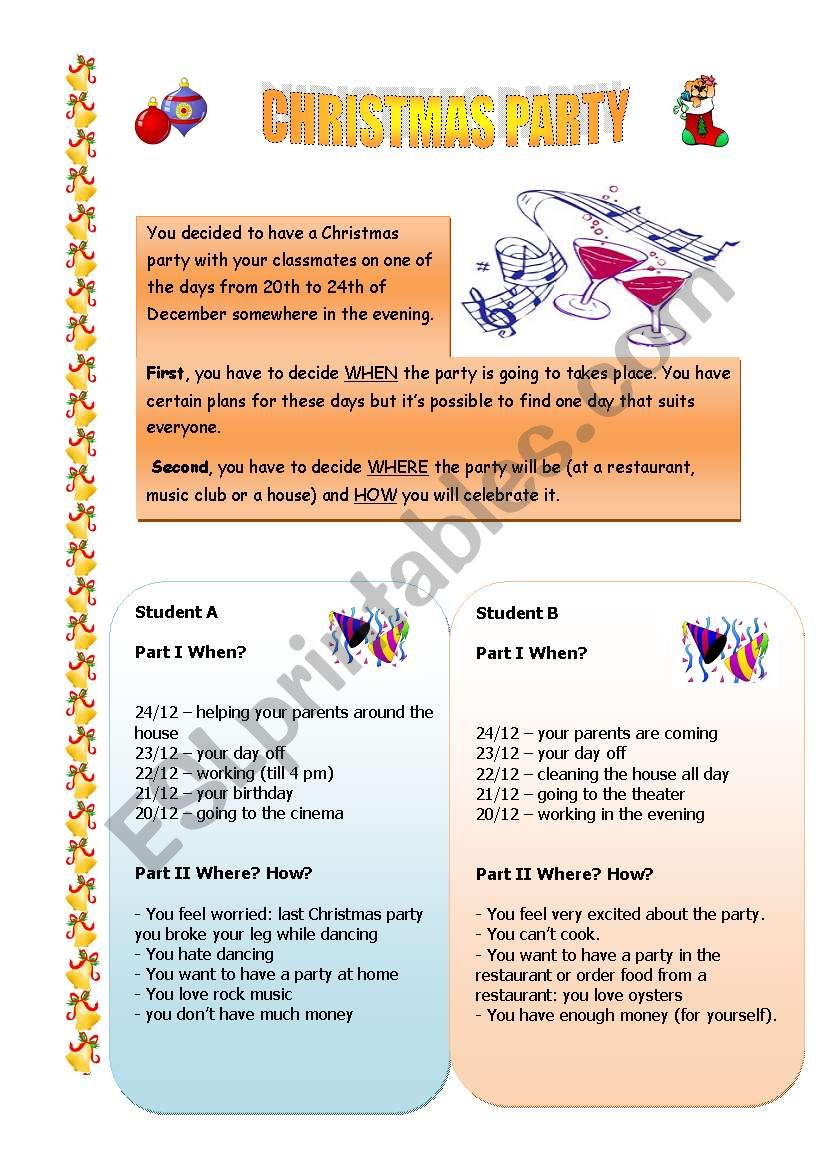 Christmas Party worksheet