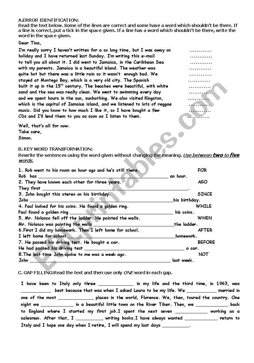 Present Perfect Tense worksheet