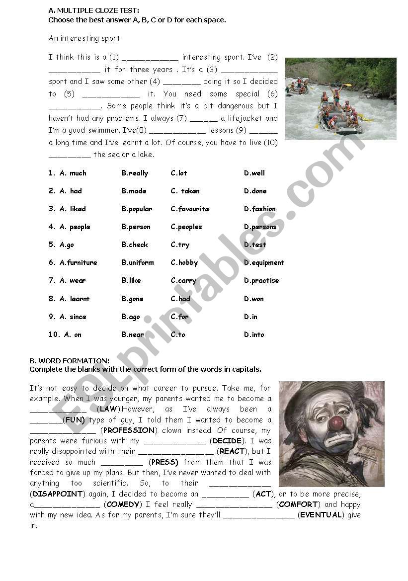 Present Perfect - Present Perfect Continuous Multiple Cloze Test