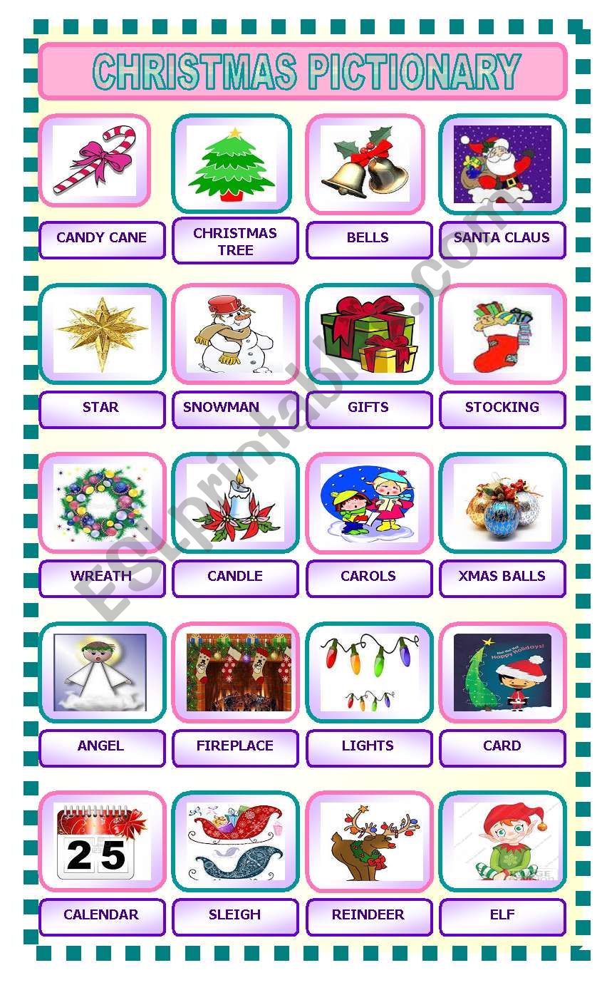 CHRISTMAS PICTIONARY worksheet