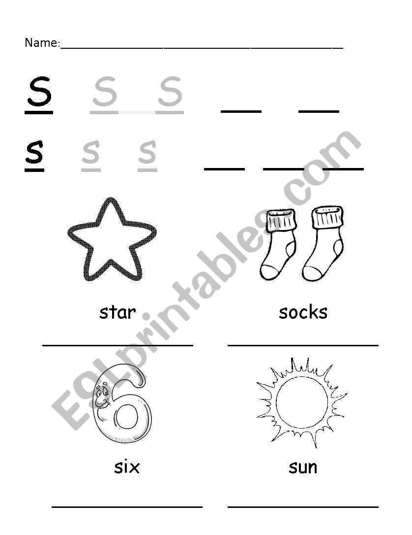 Letter S Practice worksheet