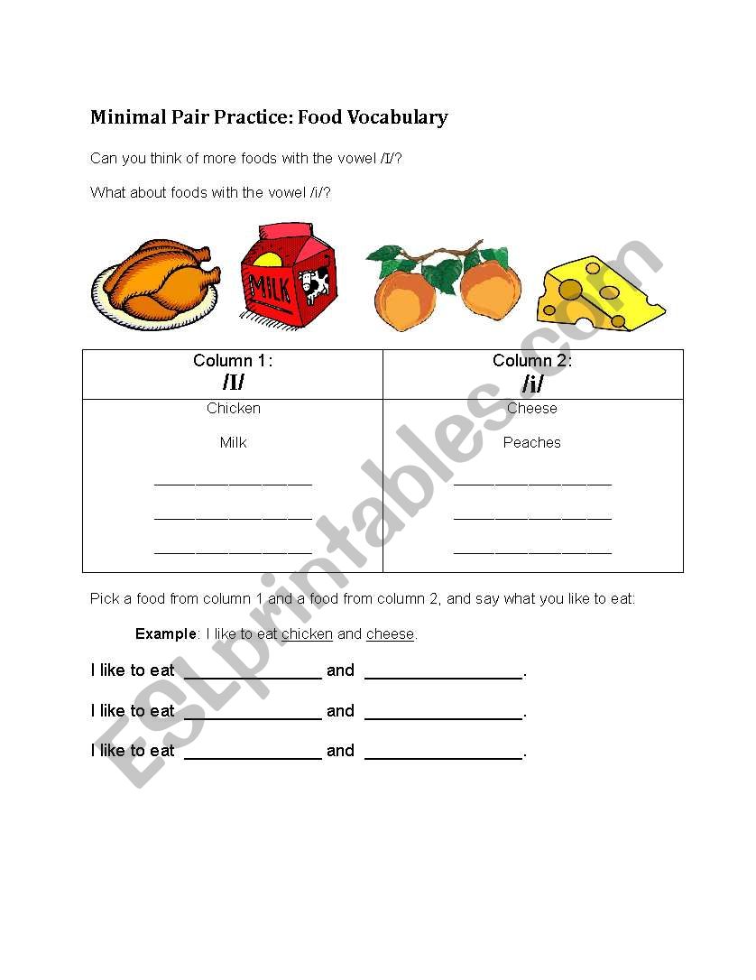 Minimal Pair Practice: Food Vocabulary