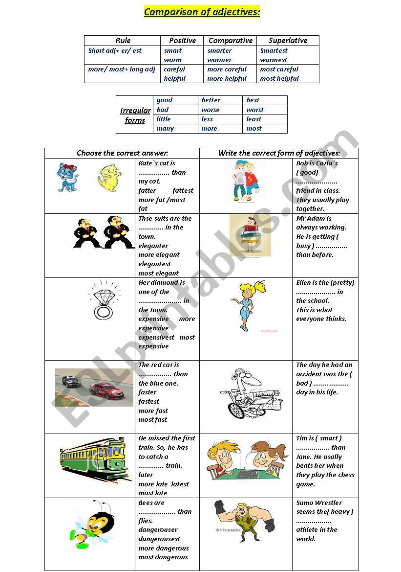 superlative VS comparative worksheet