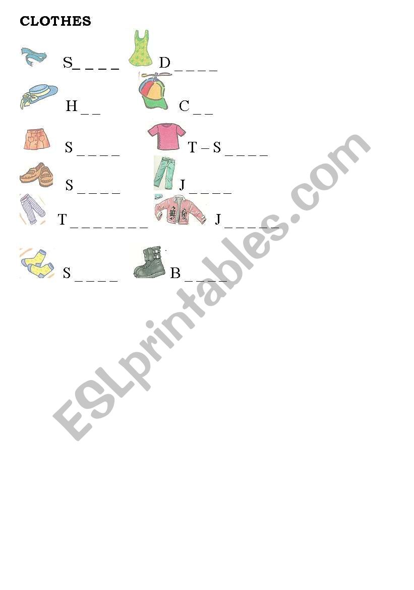 CLOTHES worksheet