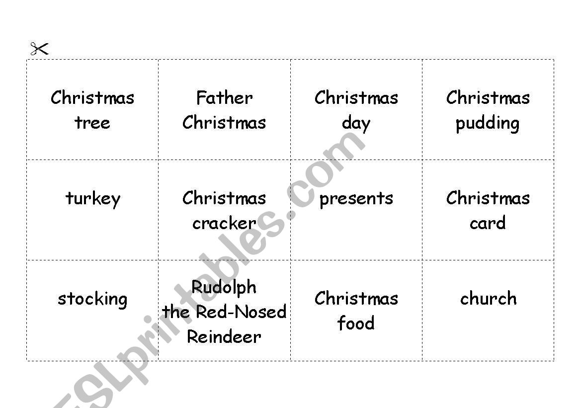 Christmas Memory Game worksheet
